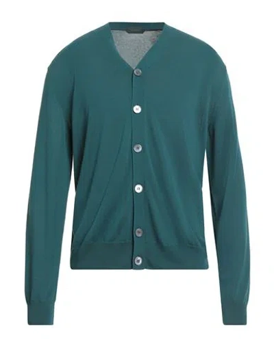Zanone By Slowear Man Cardigan Deep Teal Size 46 Cotton In Blue