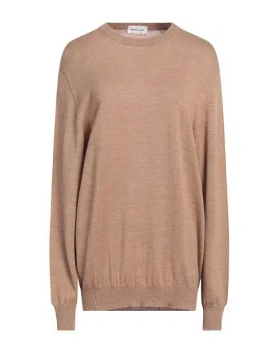 Scaglione Man Sweater Camel Size Xxl Merino Wool In Brown