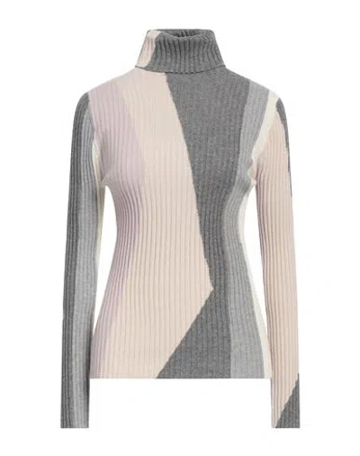 Cividini Woman Turtleneck Beige Size 6 Cashmere In Multi