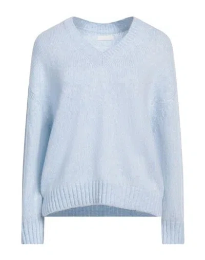True Religion Woman Sweater Sky Blue Size L Wool, Polyamide In Blue