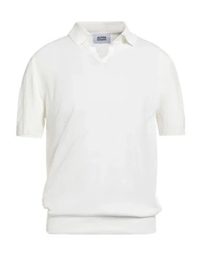 Alpha Studio Man Sweater White Size 48 Cotton In White