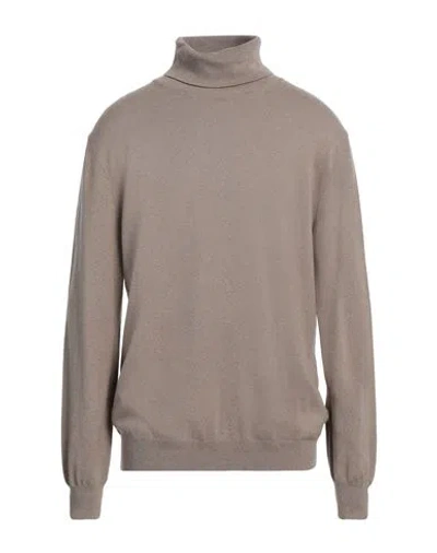 Dondup Man Turtleneck Beige Size 44 Cashmere, Silk In Brown
