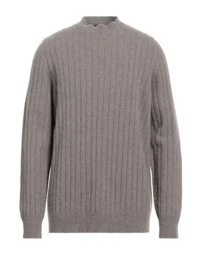 Drumohr Man Sweater Taupe Size 44 Cashmere, Wool In Gray