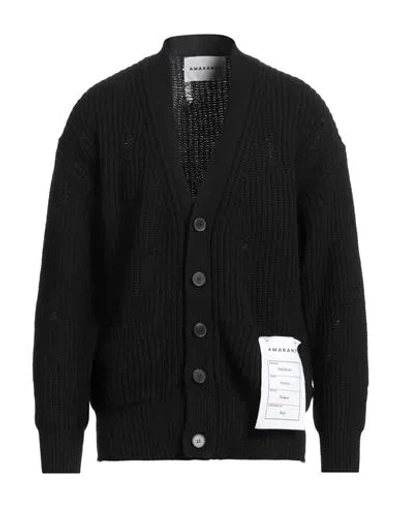 Amaranto Man Cardigan Black Size L Wool, Polyamide In Black