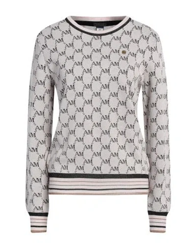 Aeronautica Militare Woman Sweater Light Pink Size M Wool, Acrylic, Viscose, Polyester, Metallized P In Gray