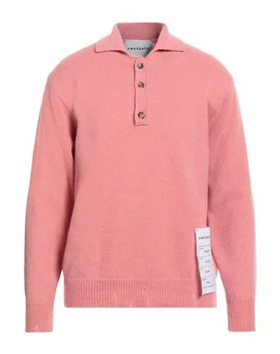 Amaranto Wool And Cashmere Sweater With Logoed Label In Pink