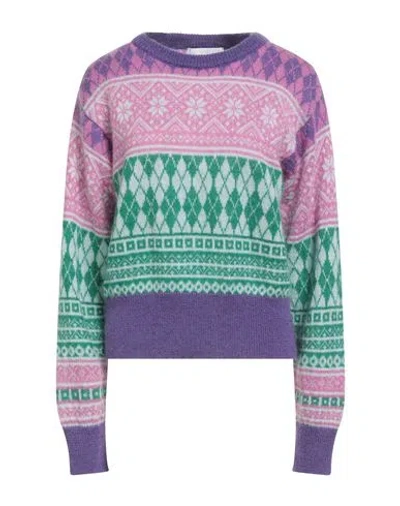 Ballantyne Woman Sweater Pink Size 6 Mohair Wool, Polyamide, Wool In Purple