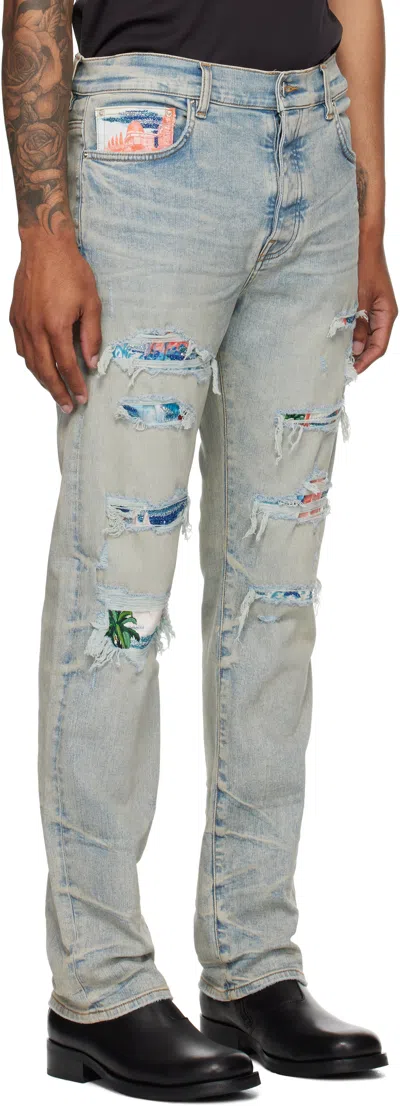 Amiri Clay Indigo Thrasher Lunar New Year Jeans In Gray