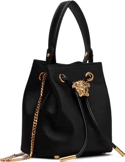 Versace Black 'la Medusa' Satin Mini Bucket Bag