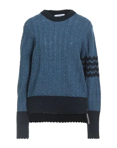 Thom Browne Woman Sweater Navy Size 8 Wool In Blue