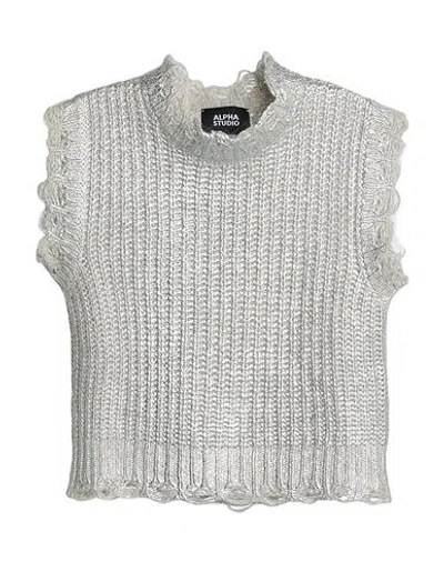 Alpha Studio Woman Sweater Silver Size 10 Wool, Recycled Polyamide, Alpaca Wool In Gray