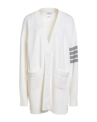 Thom Browne Woman Cardigan White Size 6 Merino Wool In White