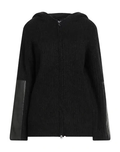 Alpha Studio Woman Cardigan Black Size 12 Alpaca Wool, Recycled Polyamide, Polyamide, Shearling In Black