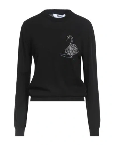 Msgm Woman Sweater Black Size M Wool, Viscose, Polyamide, Cashmere In Black