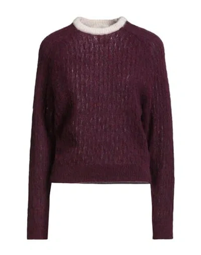 Semicouture Woman Sweater Plum Size M Alpaca Wool, Polyamide, Virgin Wool In Burgundy