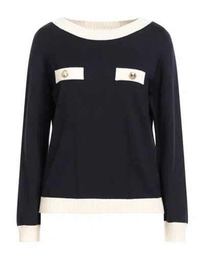 Luisa Spagnoli Woman Sweater Midnight Blue Size Xl Virgin Wool In Black