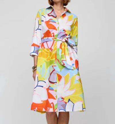 Hinson Wu Tamron 3/4 Sleeve Dress In Lotus Print In Multi