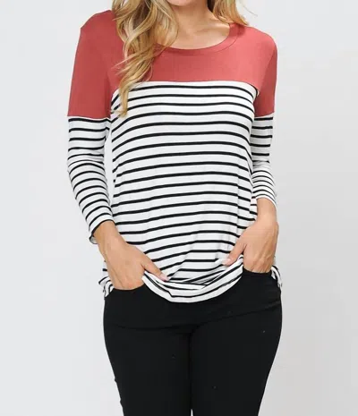 Magic Fit Stripe Top In Marsala