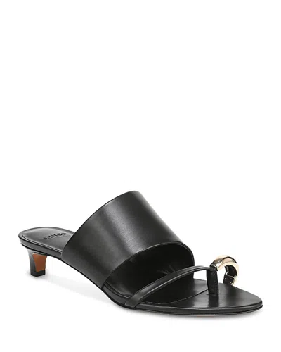 Vince Suzie Leather Kitten-heel Sandals In Black