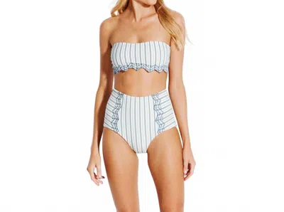 Seafolly Sea Stripe Bandeau Bikini Top In Sea Stripe White In White