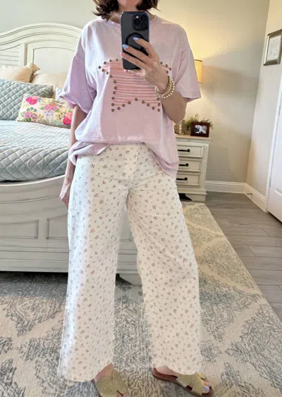 Wishlist Petal Perfect Floral Pant In Pink In White
