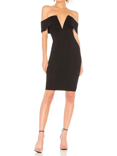 Nbd Bishop Off The Shoulder Deep V Midi Dress In Black In Black