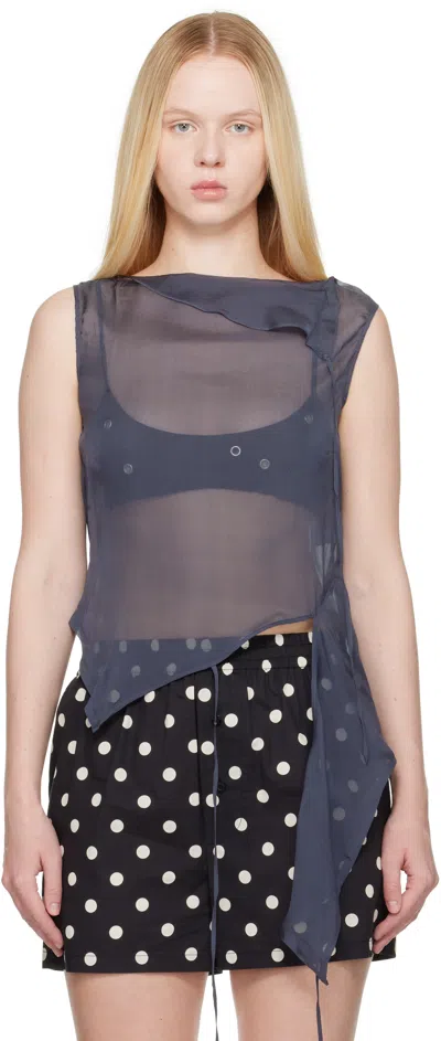 Paloma Wool Asymmetric Silk Top In Blue