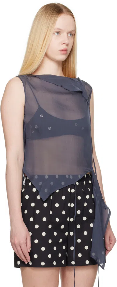 Paloma Wool Asymmetric Silk Top In Blue