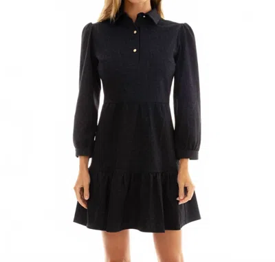 Jude Connally Henley Dress In Denim Navy In Black