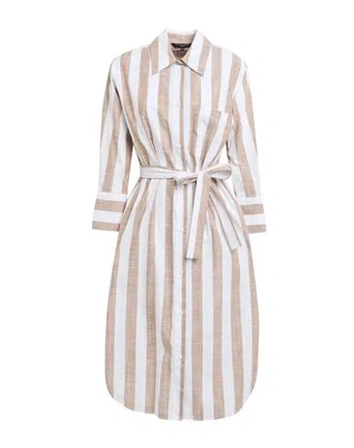 Brian Dales Woman Midi Dress Khaki Size 10 Cotton In Pattern