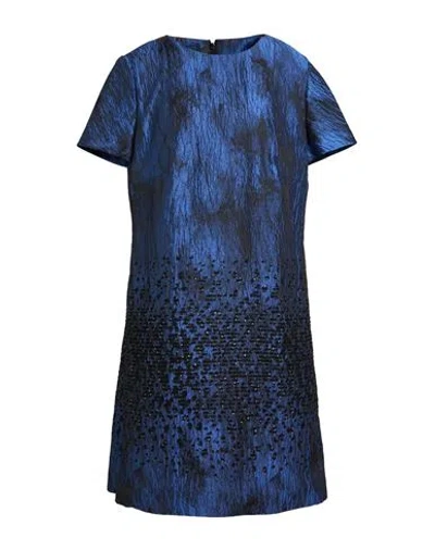 Talbot Runhof Woman Mini Dress Blue Size 16 Polyester, Polyamide, Polyacrylic, Virgin Wool In Blue