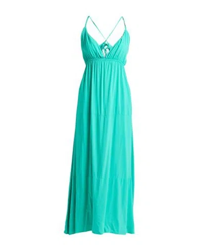 Fracomina Collection Woman Maxi Dress Turquoise Size L Rayon In Blue