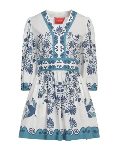 La Doublej La Double J Woman Mini Dress White Size M Cotton In Blue