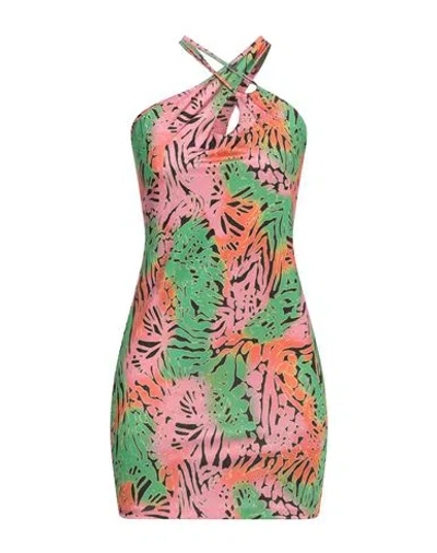 Fracomina Collection Woman Mini Dress Green Size M Polyester, Elastane In Green