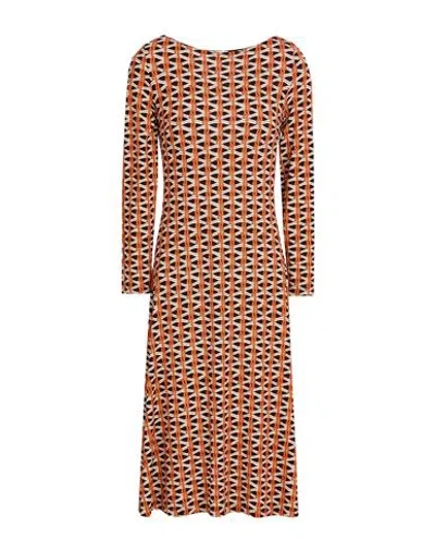 Siyu Woman Midi Dress Orange Size 6 Viscose, Elastane In Orange