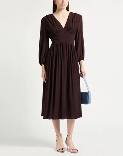 Semicouture Woman Midi Dress Plum Size 6 Acetate, Silk In Brown