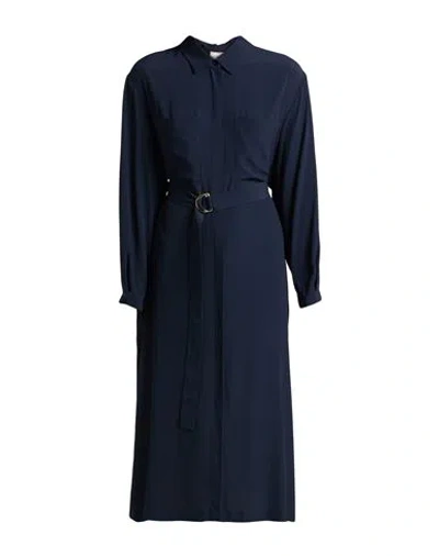 Semicouture Woman Midi Dress Navy Size 10 Acetate, Silk In Blue