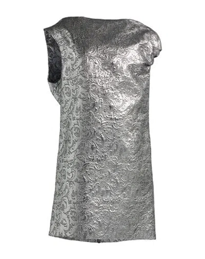 Msgm Woman Mini Dress Silver Size 6 Viscose, Polyester, Metallic Fiber In Gray