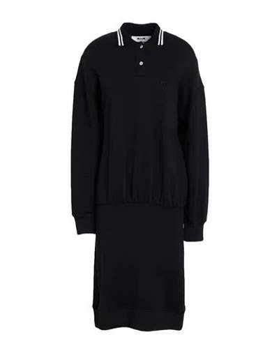 Msgm Woman Midi Dress Black Size M Cotton In Black