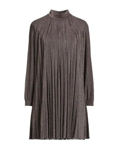 Croche Crochè Woman Mini Dress Bronze Size M Polyester, Viscose, Polyamide, Metallic Polyester, Elastane