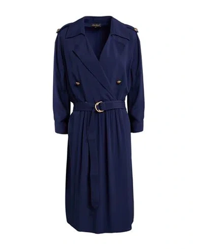 Luisa Spagnoli Woman Mini Dress Navy Size 12 Acetate, Silk In Blue