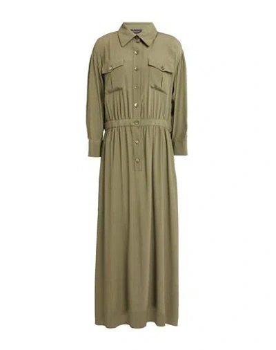 Luisa Spagnoli Woman Midi Dress Military Green Size L Acetate, Silk In Green