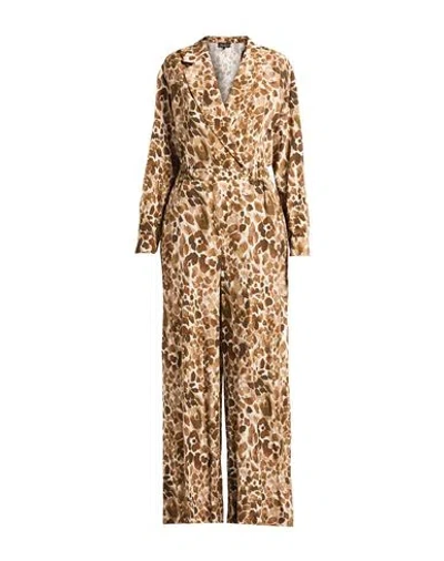 Luisa Spagnoli Woman Jumpsuit Brown Size M Viscose, Linen In Neutral