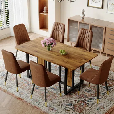 Streamdale Furniture Streamdale Mdf Dining Table Set With 6 Armless Suede Chairs