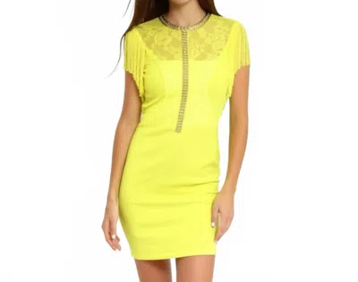 The Clothing Company Mini Embellished Fringe Lined Dress In Glam Yellow In Yellow