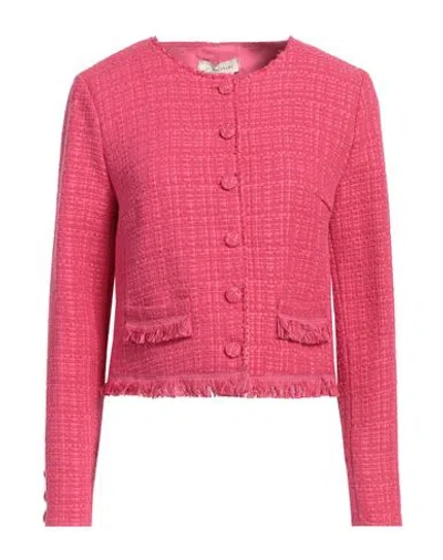 Anna Molinari Woman Jacket Fuchsia Size 4 Polyamide, Cotton, Acrylic, Polyester In Pink