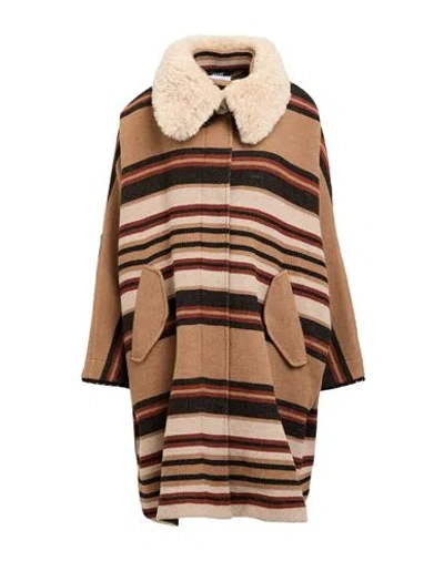 Bazar Deluxe Woman Cape Camel Size 8 Wool, Polyamide In Brown