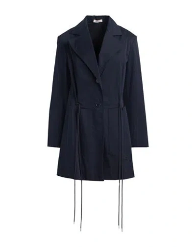 Nina Ricci Woman Overcoat & Trench Coat Midnight Blue Size 8 Cotton, Elastane In Blue