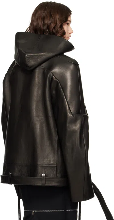 Rick Owens Black Hollywood Jumbo Stooges Cropped Leather Jacket In Black