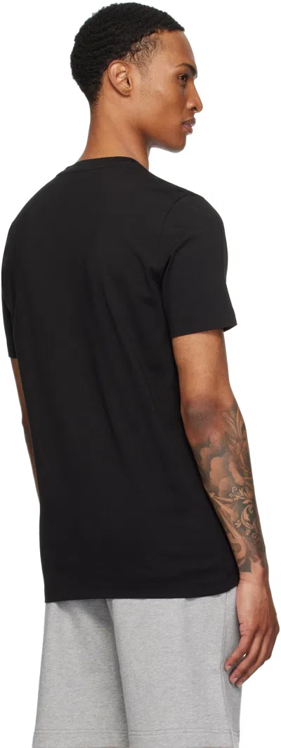 Moncler Men T-shirt With Flocked Cotton Logo In Black